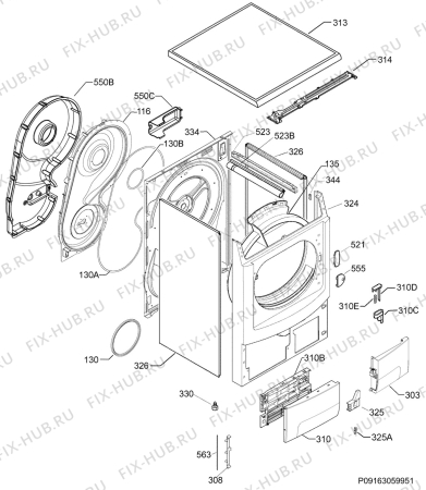 Взрыв-схема сушильной машины Rex Electrolux RDH97961W - Схема узла Housing 001